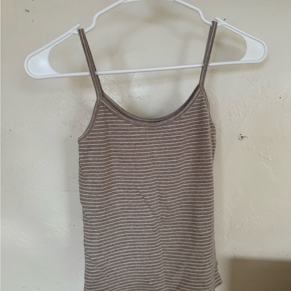 Brandy Melville Brown and White Striped tank top